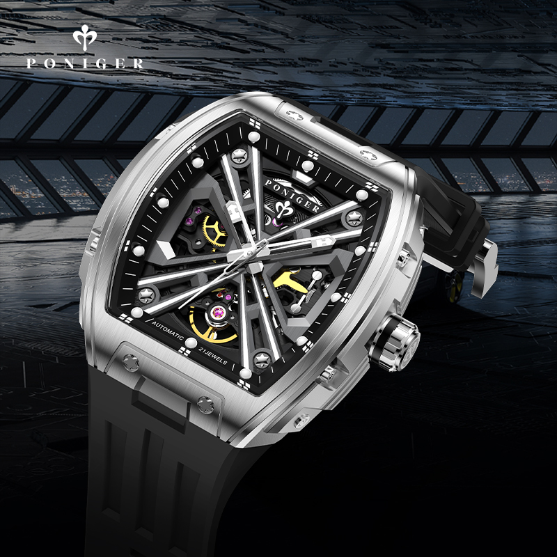 PONIGER Luxury Automatic Mecha - огляд і ціна Luxury Watch On Rubber Strap