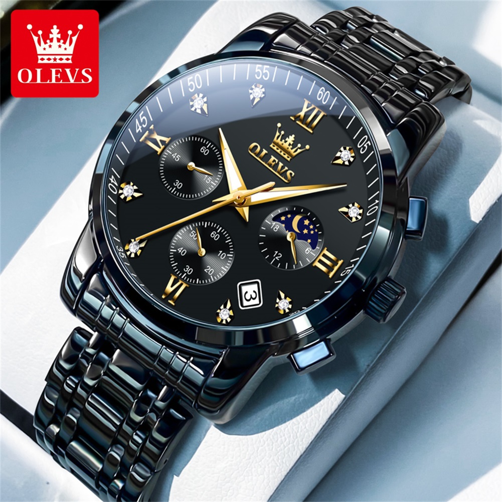 OLEVS Popular men's watches st - огляд і ціна Luxury Watch Black