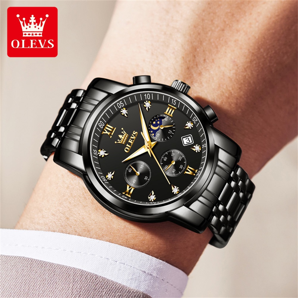 OLEVS Popular men's watches st - огляд і ціна Luxury Watch Black