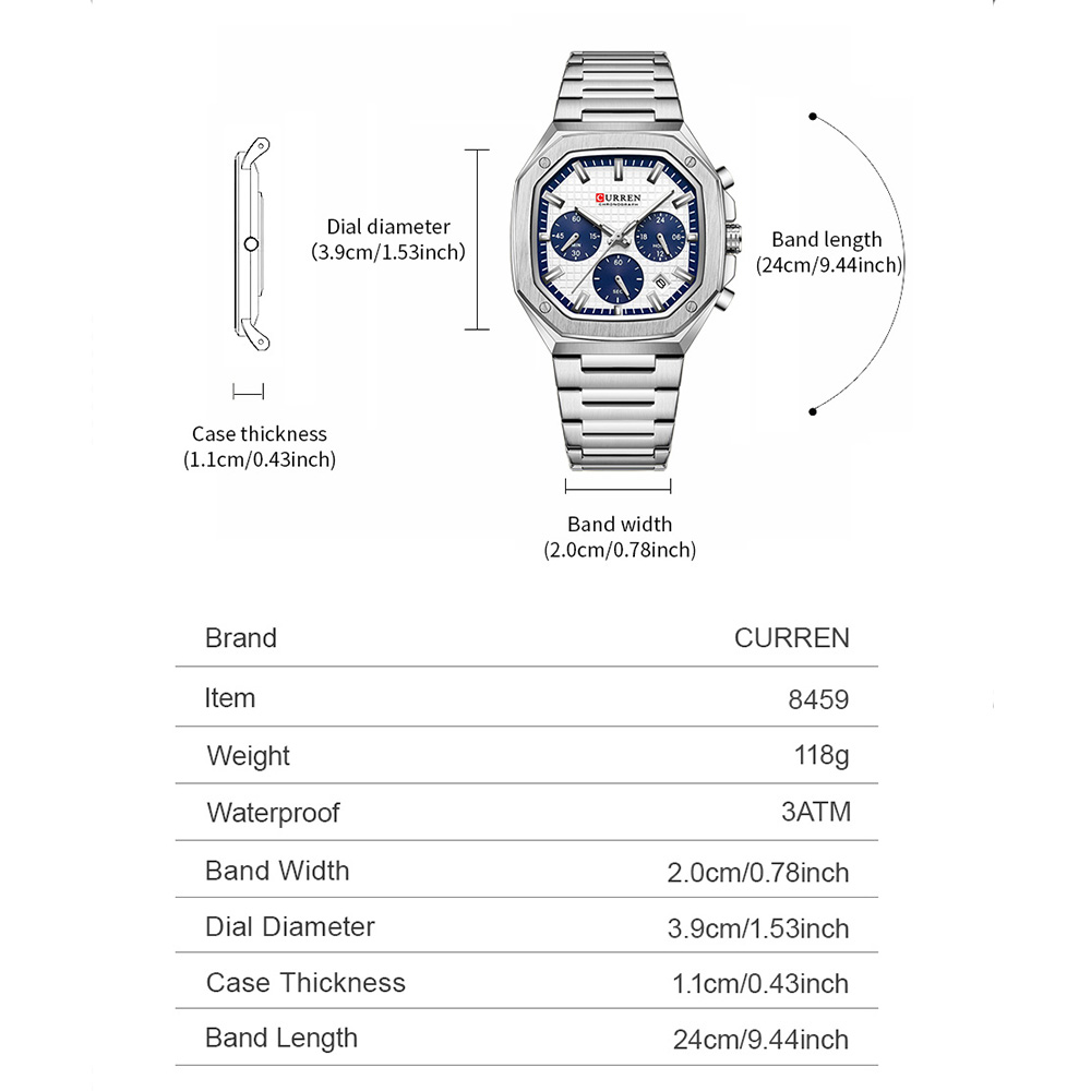 CURREN Luxury Square Chrono Wa - огляд і ціна Luxury Watch Black